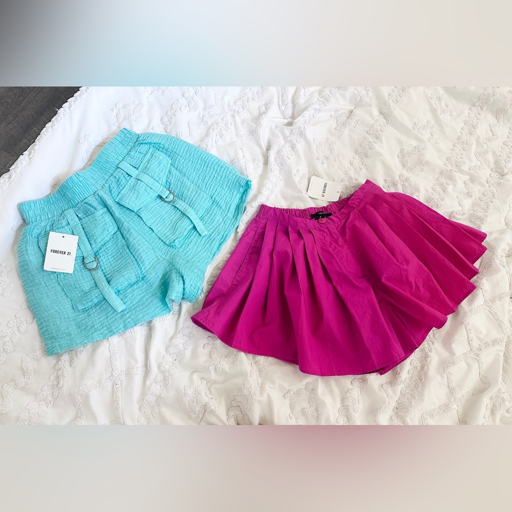 Bundle of  Fuchsia Skort and Tiffany Blue Short